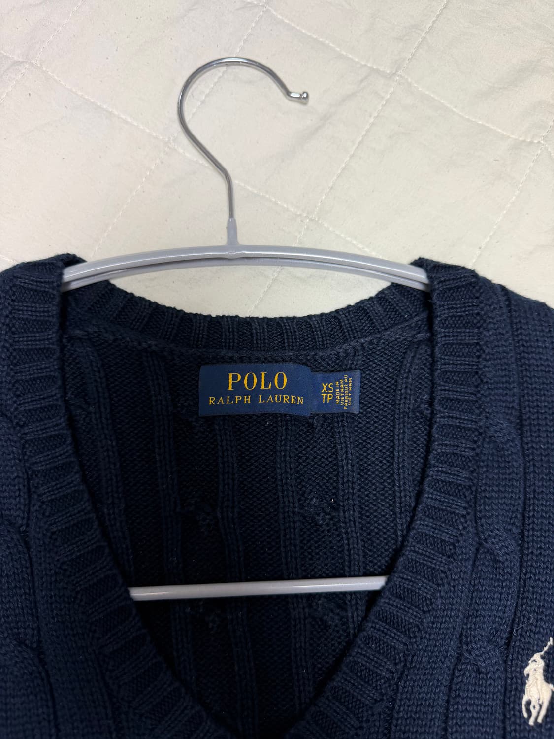 폴로 랄프로렌 케이블 브이넥 니트 네이비  XS 상품이미지2