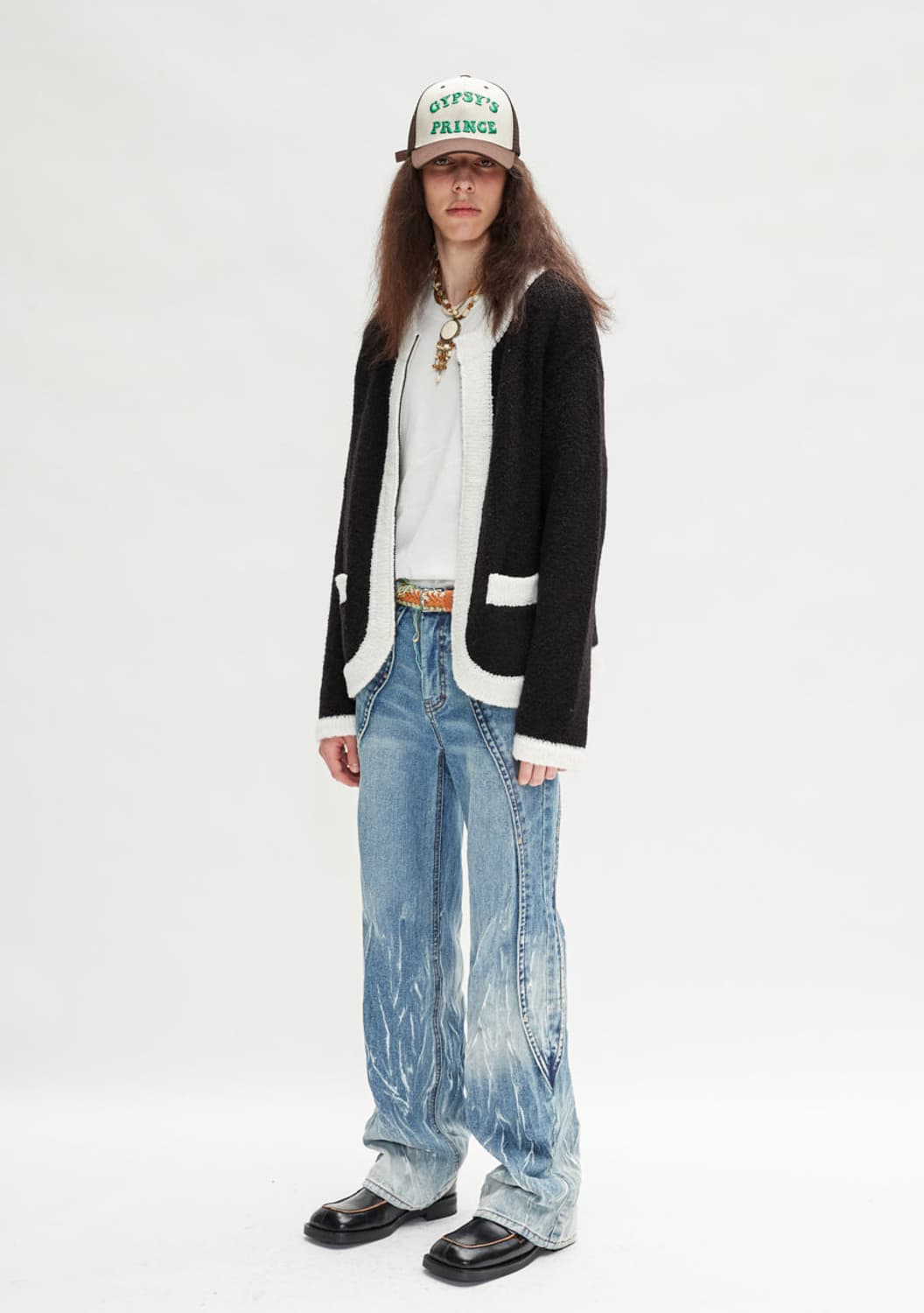 앤더슨벨 블랙&화이트 니트 가디건 atb673m 상품이미지2