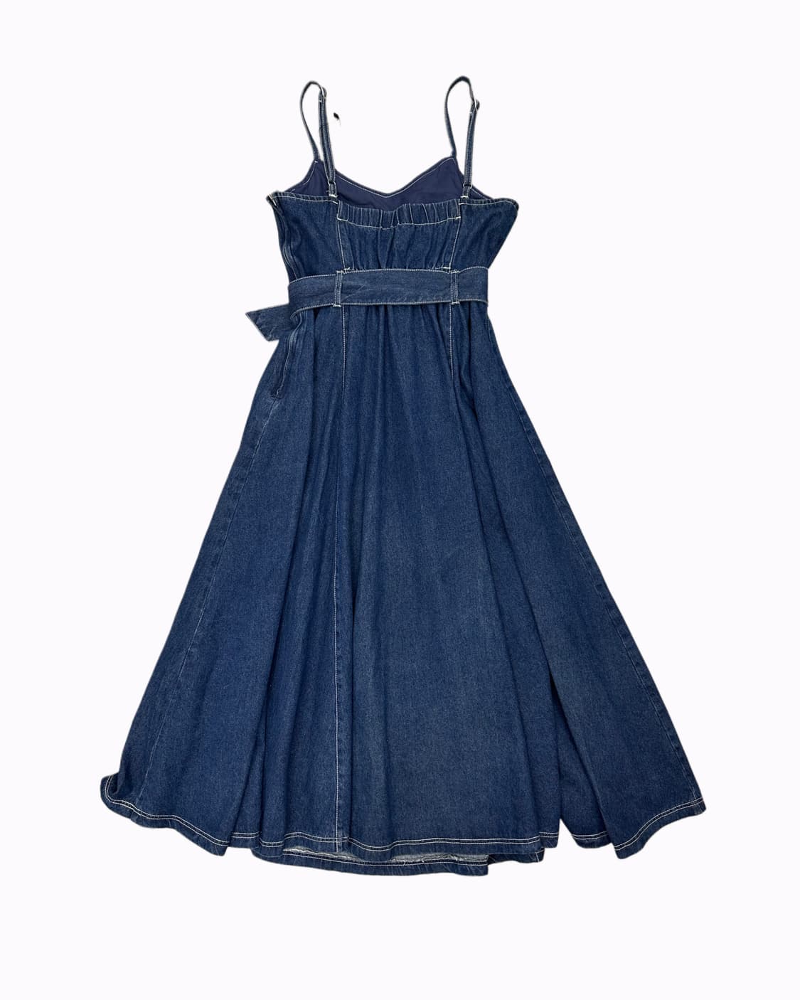 belted denim flare dress 상품이미지4
