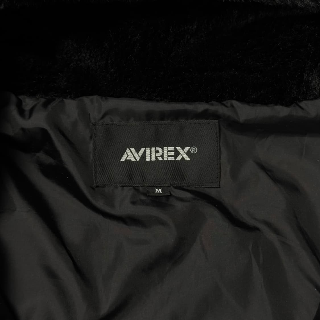 (M) 아비렉스 레터링 로고 페이크 퍼 자켓 블랙 상품이미지5