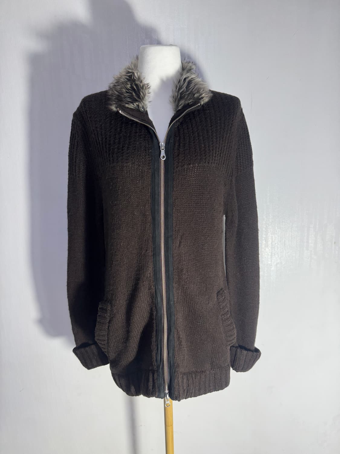 Nicole 퍼 칼라 니트집업 y2k vkei  상품이미지2