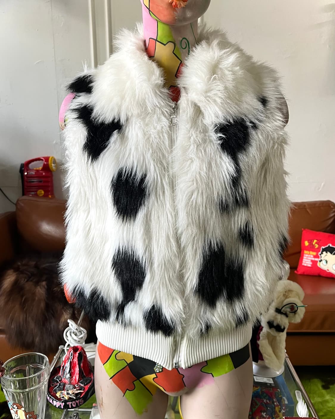 Jpn Vintage Dalmatian White Fur Vest JK 상품이미지2