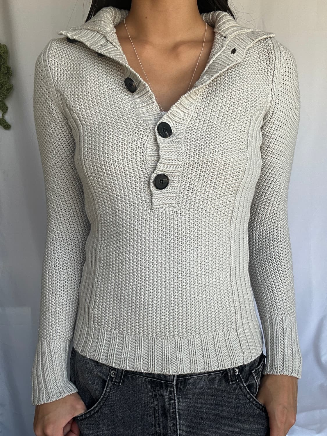 빈티지 왕버튼 아이보리 니트 상품이미지2