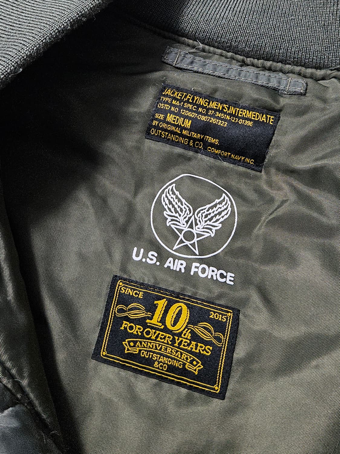 아웃스탠딩 10주년 Ma-1 항공점퍼 M 상품이미지5