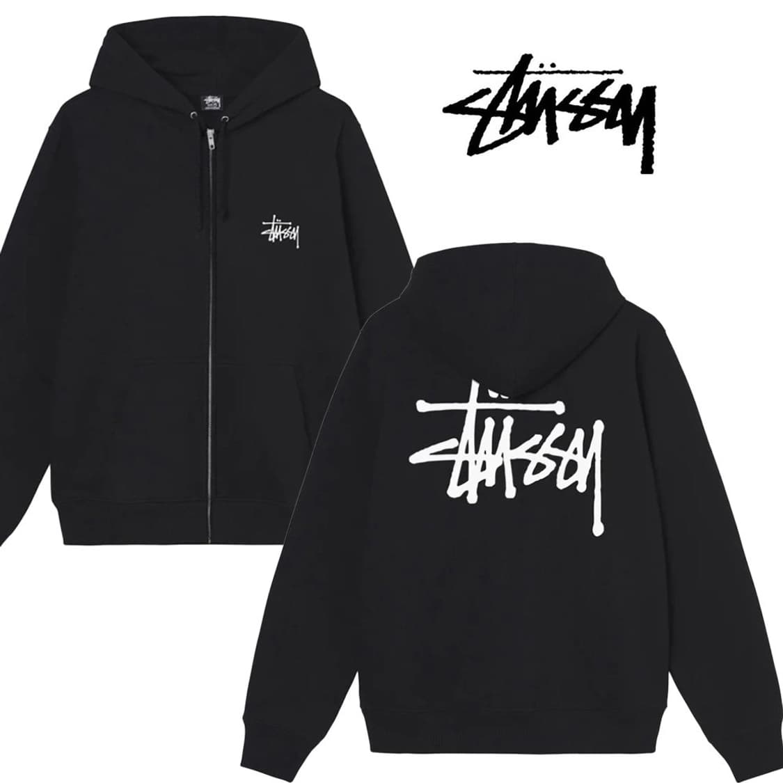 (새상품)스투시 베이직 후드집업 블랙 M 상품이미지7