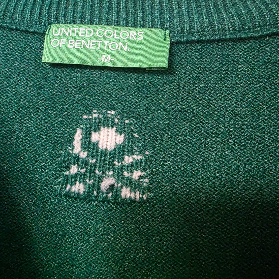 베네통 그린 라운드넥 가디건 M 상품이미지4