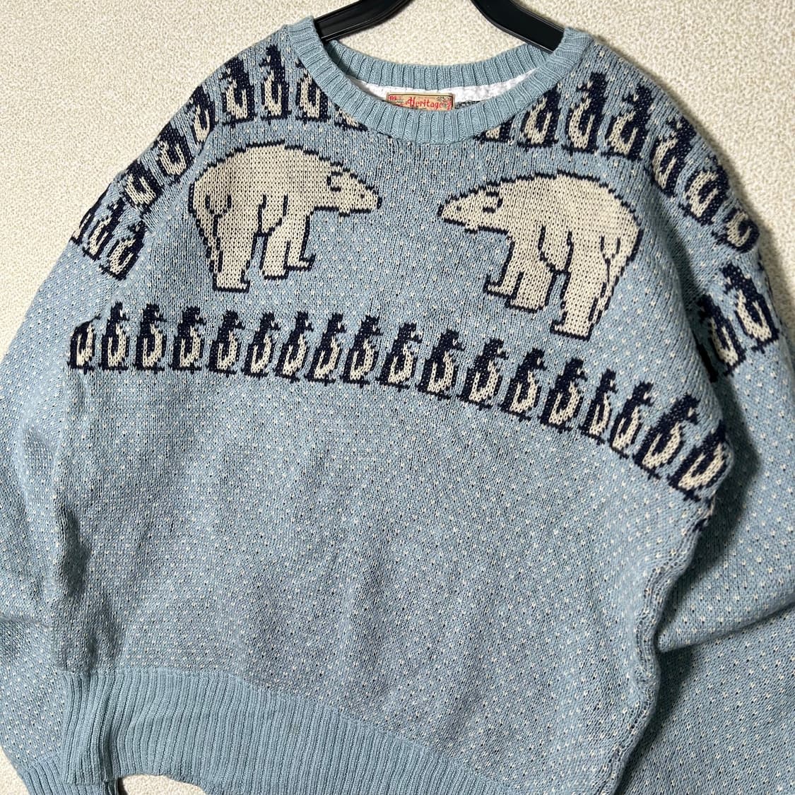 (L) 40s Heritage Stone 자카드 북극곰 코위찬 니트 상품이미지2