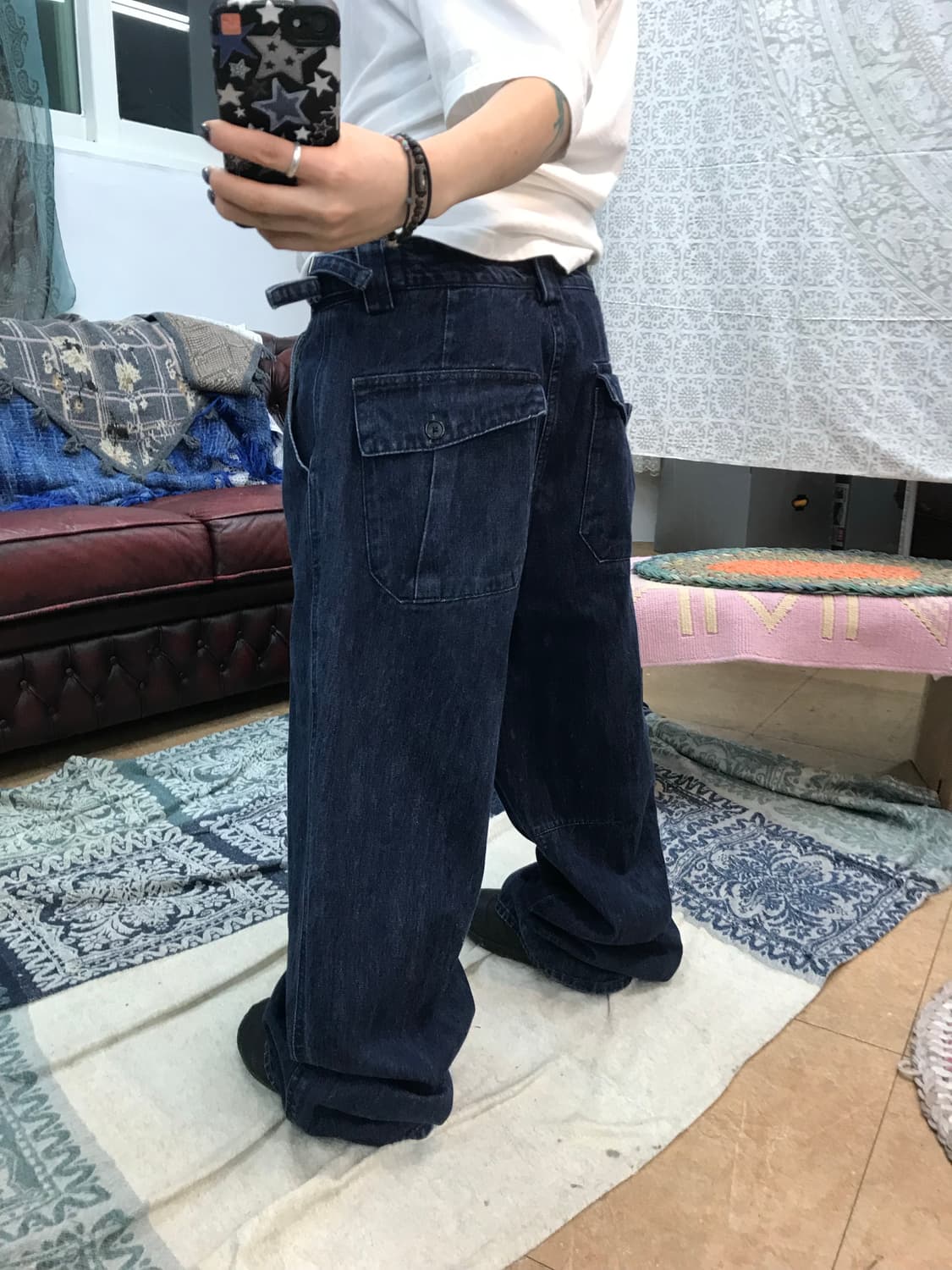 인템포무드 핀턱 생지 데님팬츠  상품이미지2