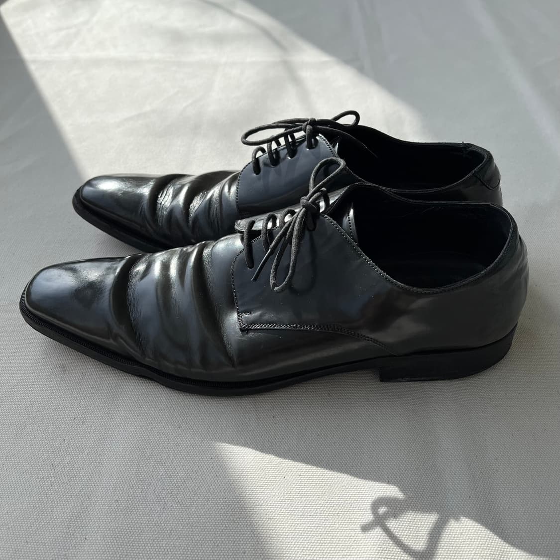 돌체앤가바나 그린 언더톤 블랙 레더 더비 슈즈 상품이미지5