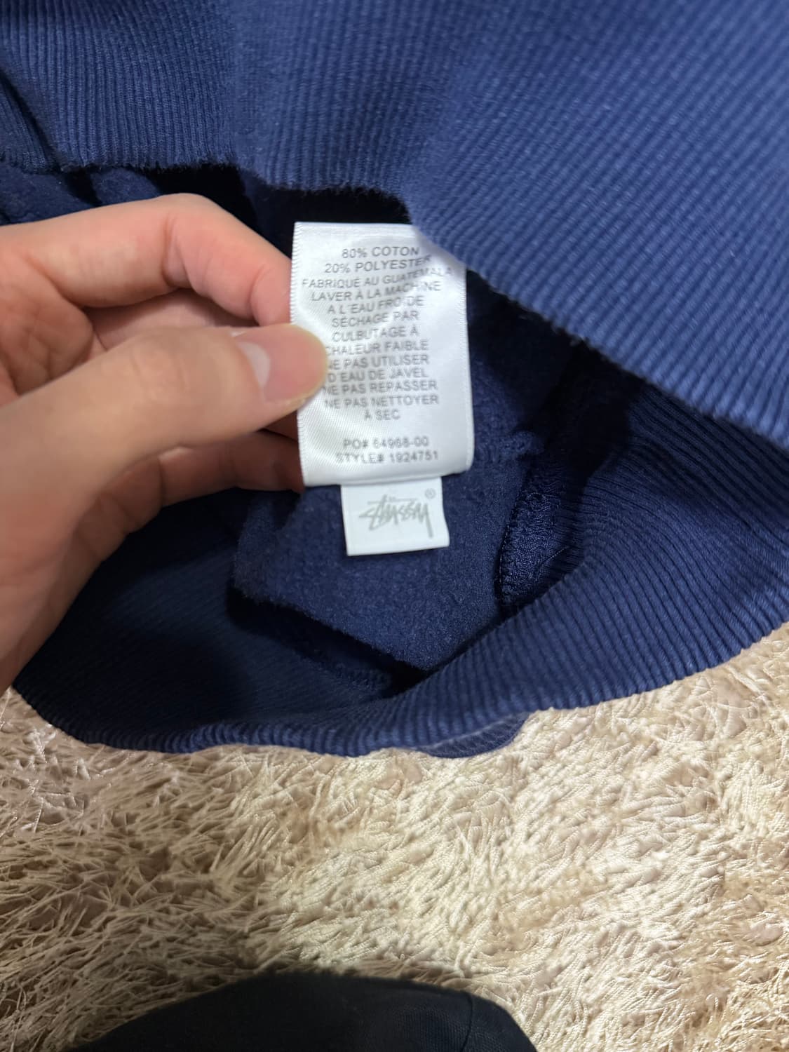 스투시 네이비 다이스 후드 L 상품이미지6