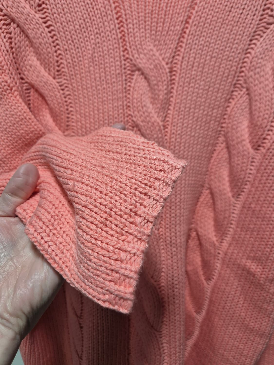 빈티지 꽈배기 봄 니트 코랄 핑크 상품이미지5