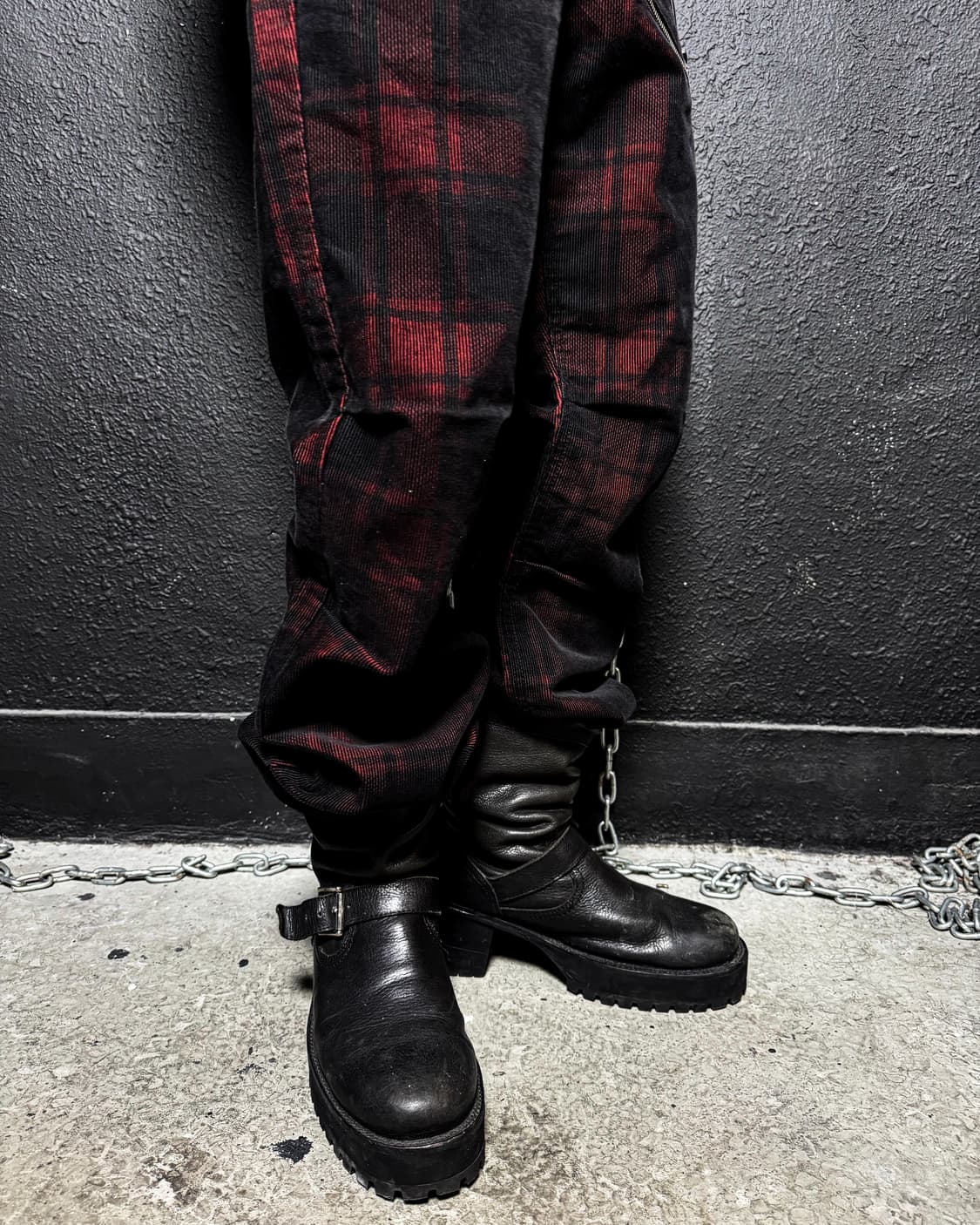 Red Tartan Zip Detail Pants 상품이미지3