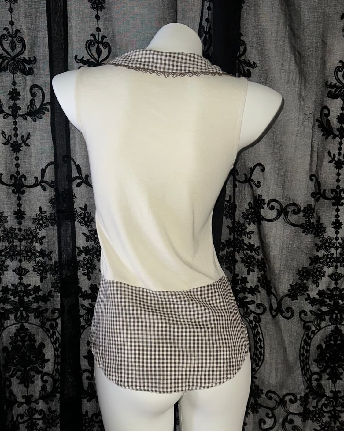 Brown checkered slip 상품이미지3