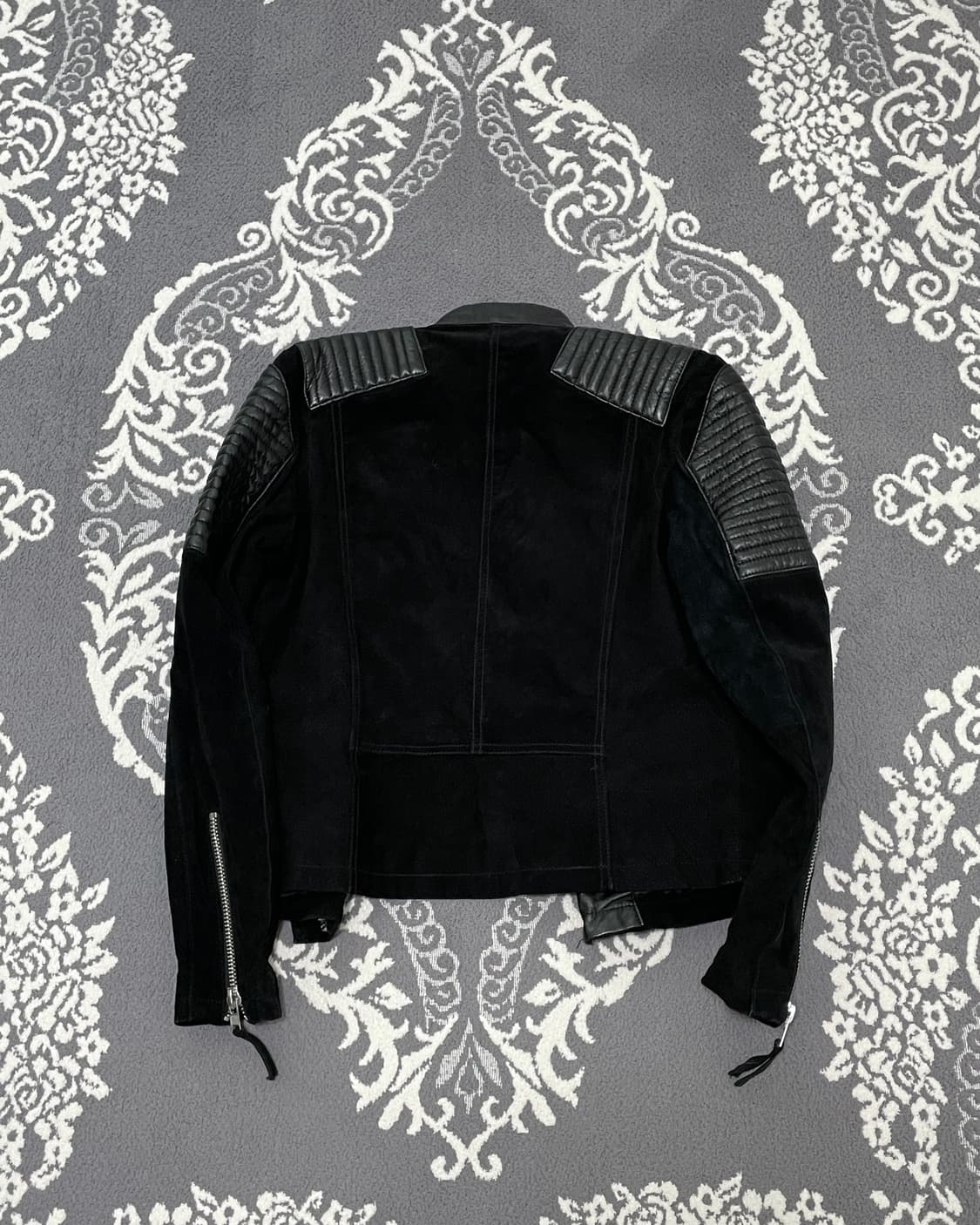 None Mixed Leather Moto Jacket 상품이미지4