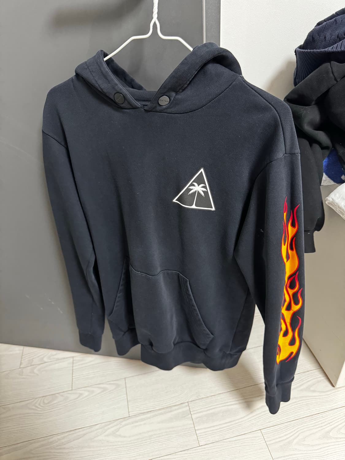 팜 엔젤스 플레임 로고 후드 블랙 S(M) 상품이미지1