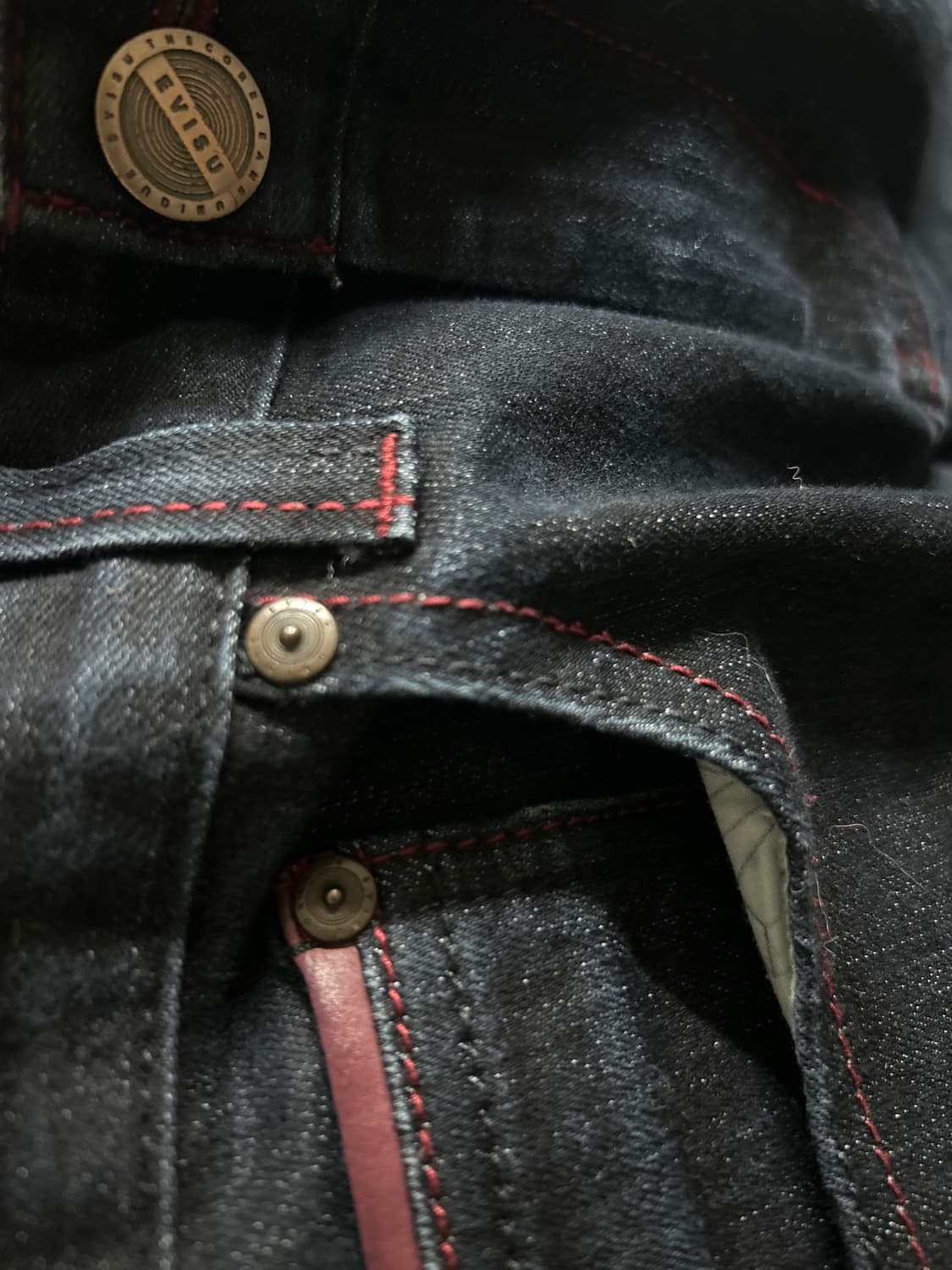 에비수 데님 팬츠 레드 상품이미지6