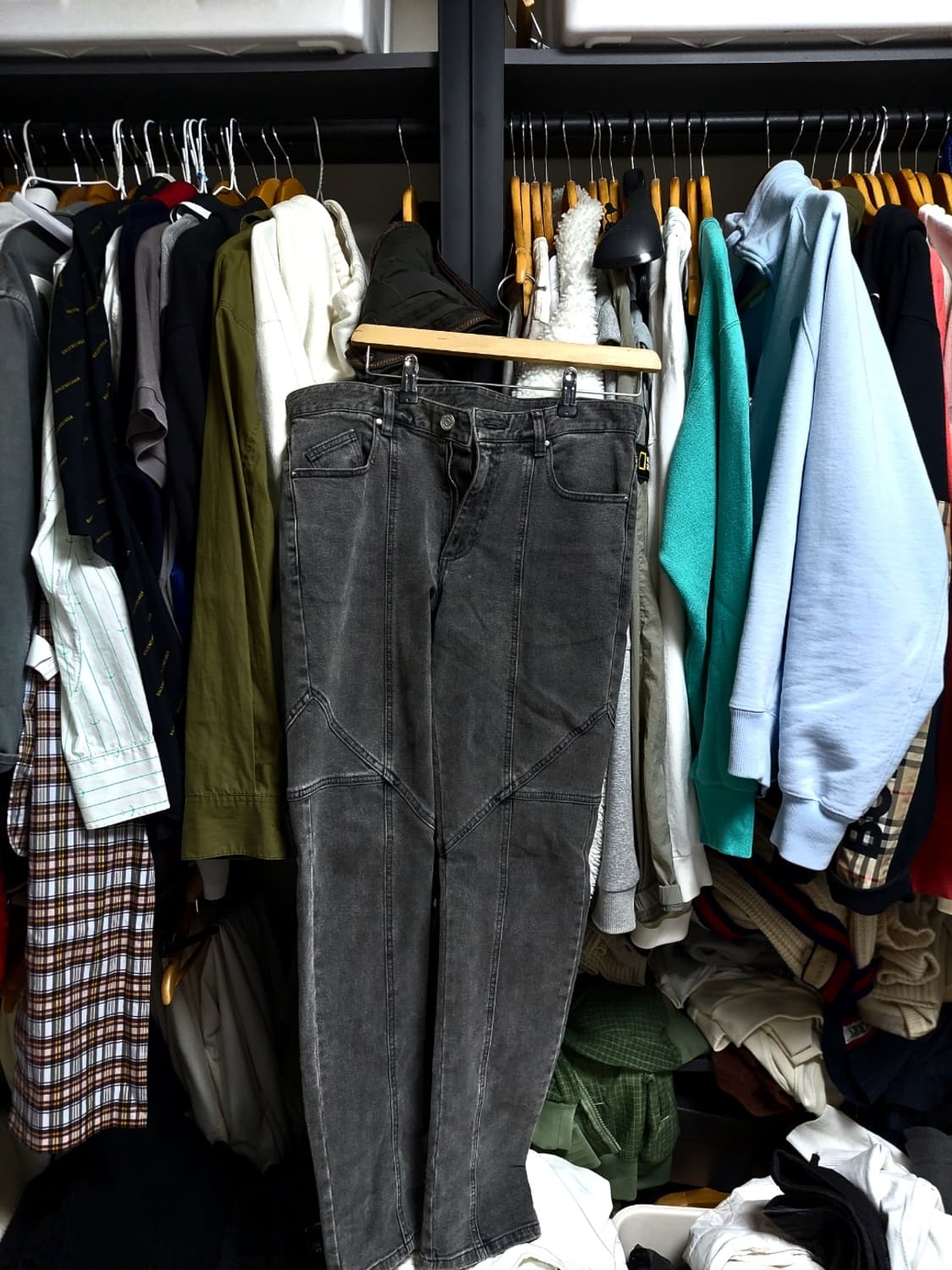 우영미 바이커진 블랙 워싱 데님 46 상품이미지1