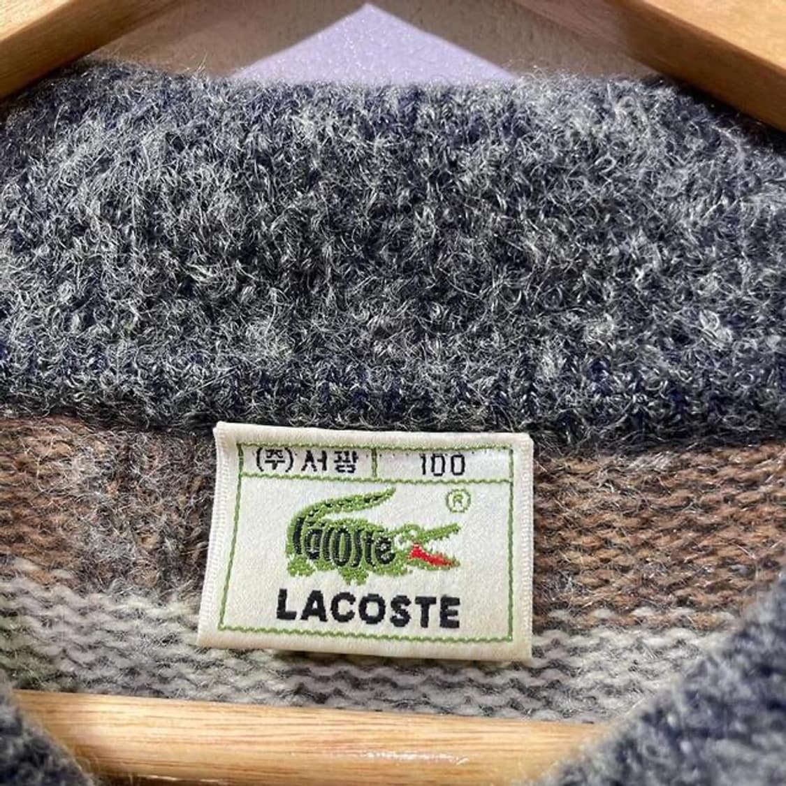 90s 라코스테 체크 카라 니트 (L)   상품이미지4