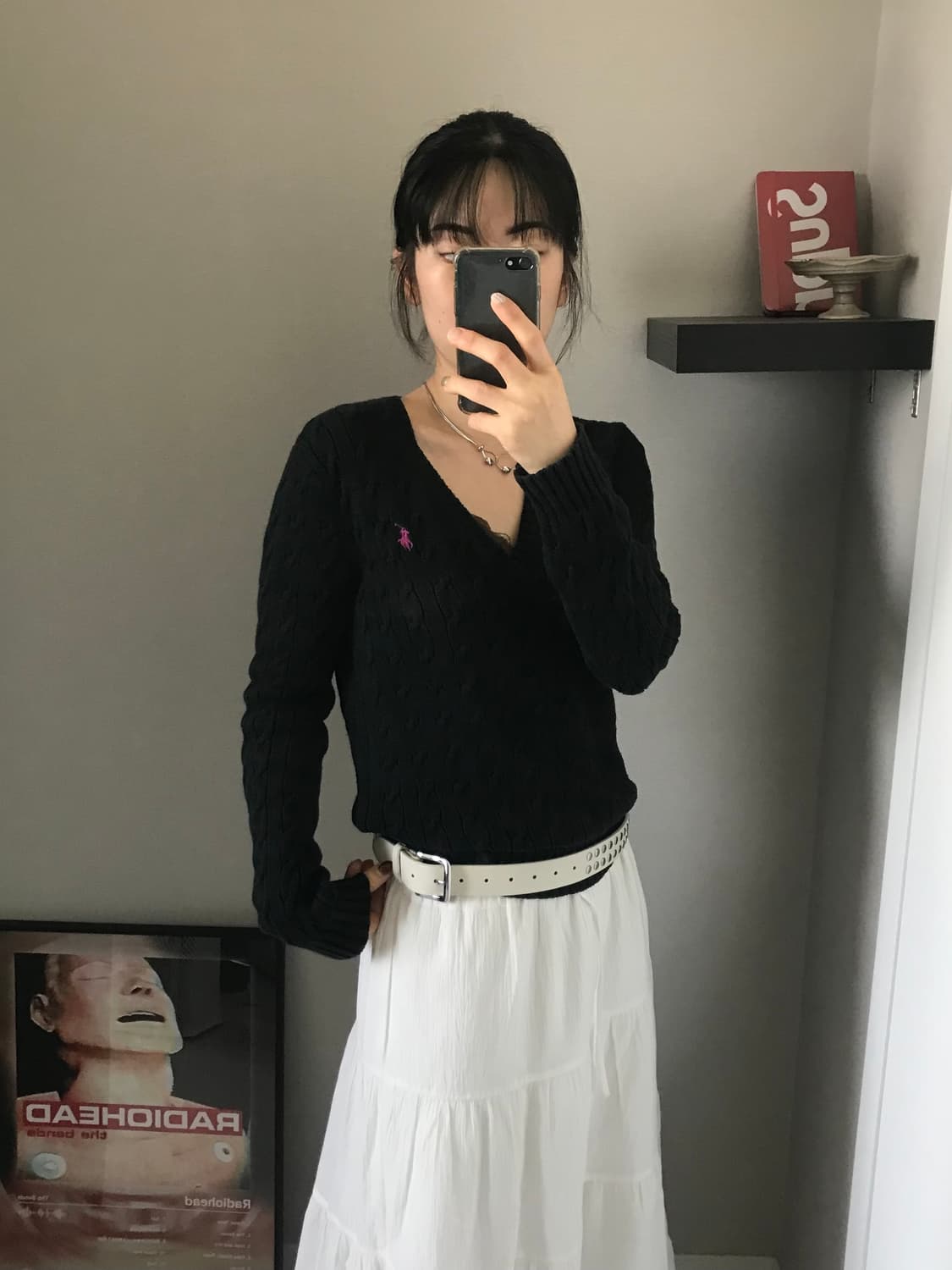 폴로 랄프로렌 포니 로고 브이넥 케이블 니트 상품이미지2