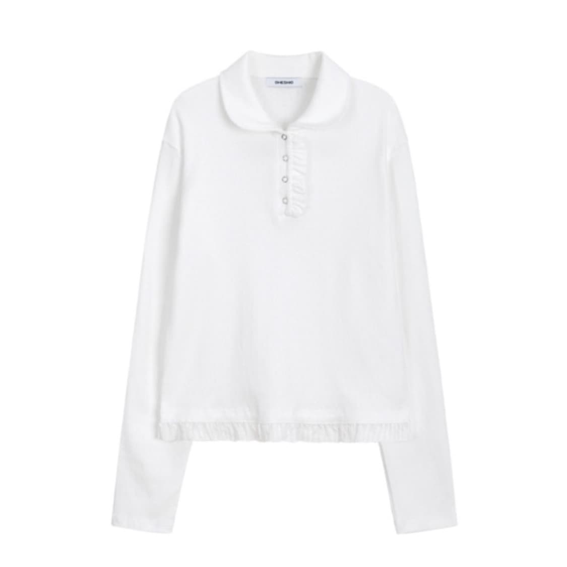 오헤시오 라운드 카라 프릴 티셔츠 상품이미지1