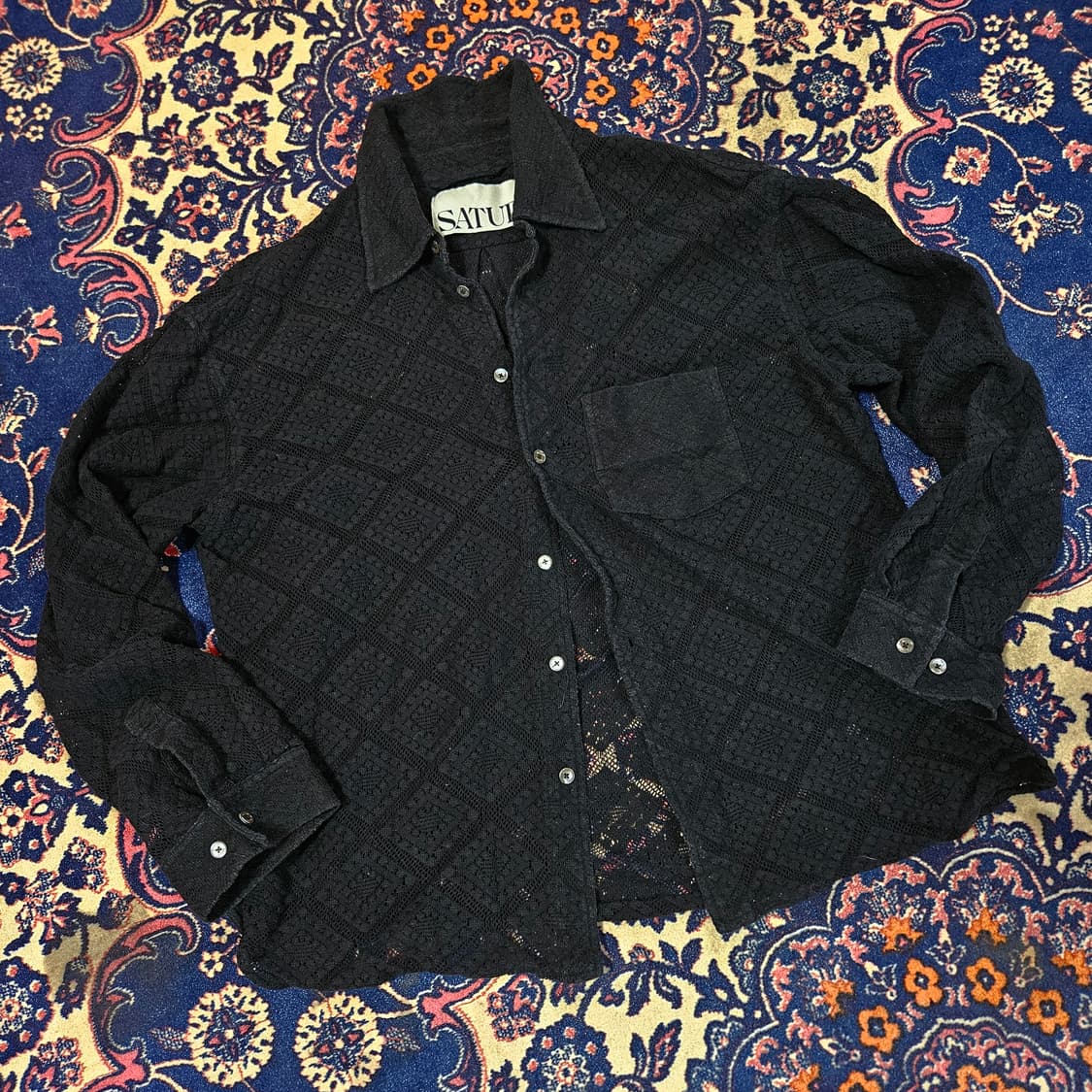 세터(Satur) 아가일 시스루 크로셰 셔츠  상품이미지2