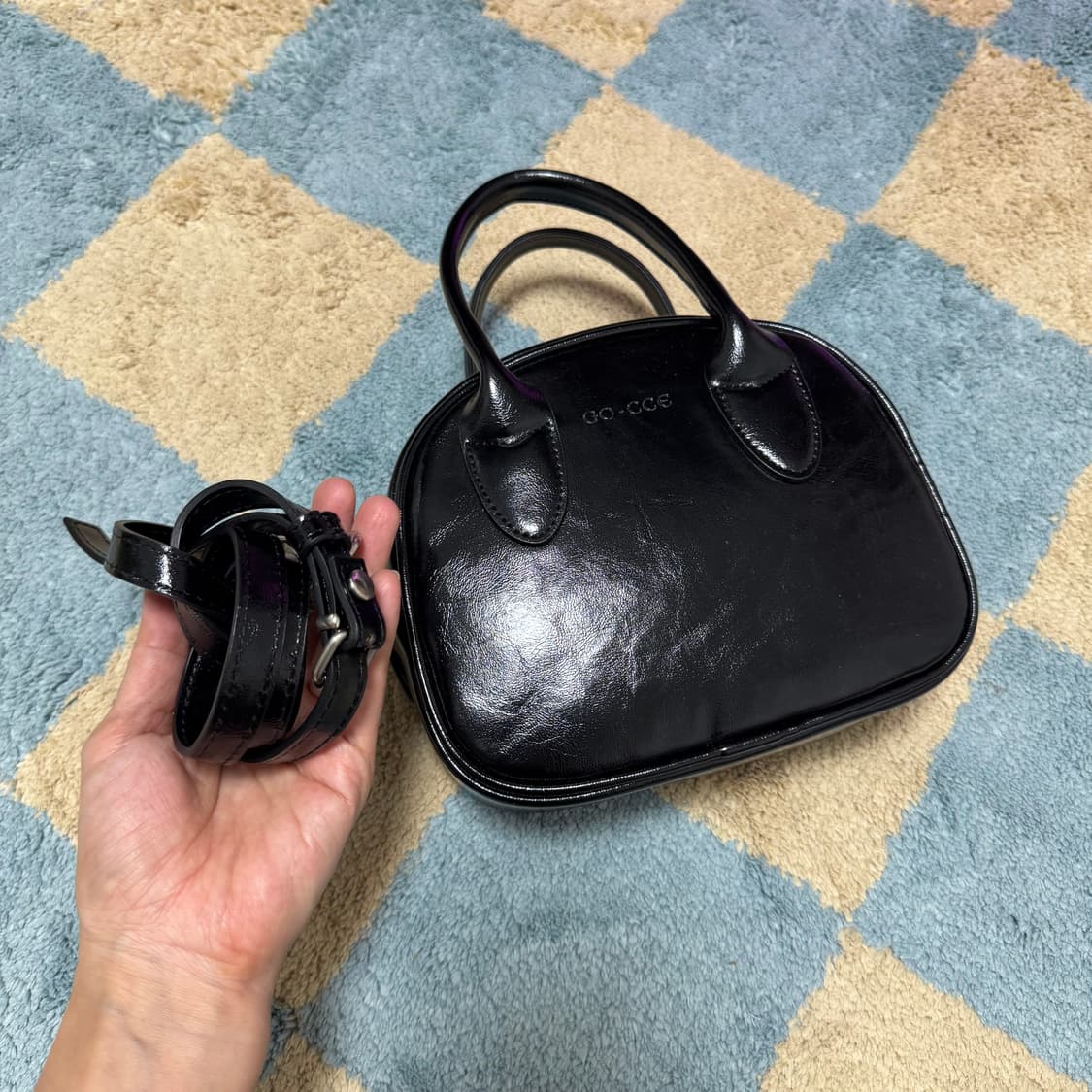 고세 미니플럼 크로스 토트백, 블랙, 미니백 토트백 크로스 상품이미지5