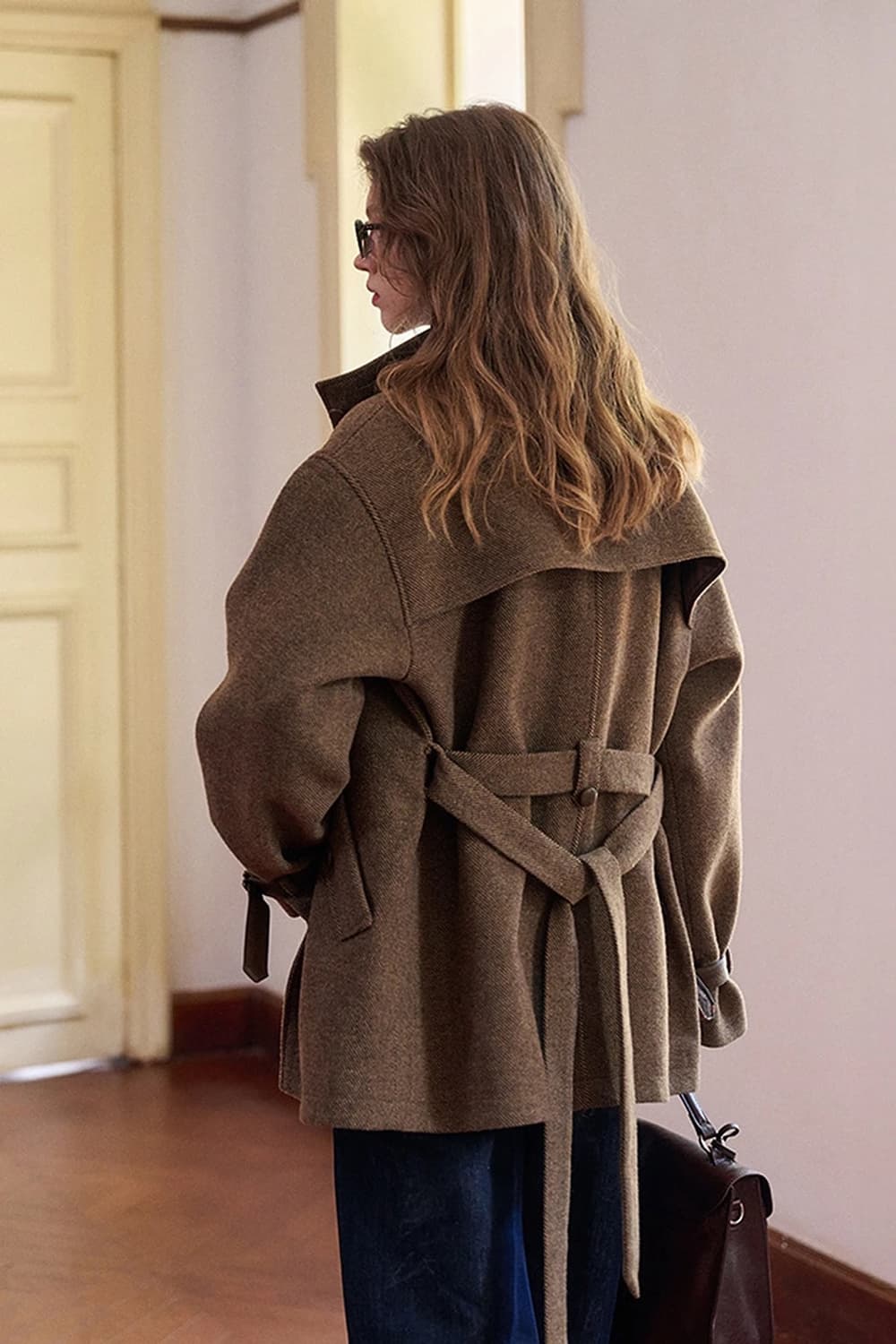 클리지 clizy 핸드메이드 벨티드 하프코트 상품이미지8