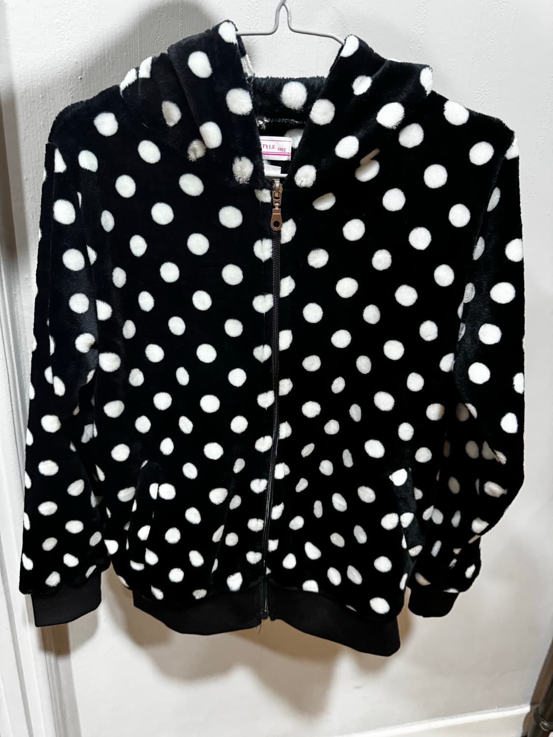 빈티지 도트후리스 후드 집업 새상품 상품이미지1