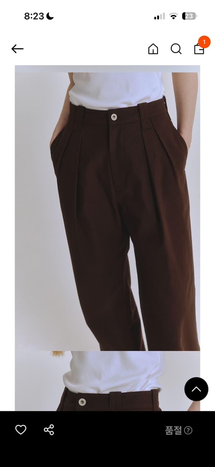 언쿡드 volume two tuck wide pants brown 상품이미지2