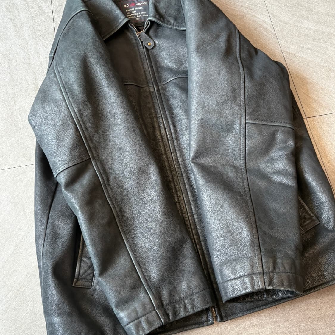 Lee 블랙 소가죽 레더 가죽 자켓  상품이미지9