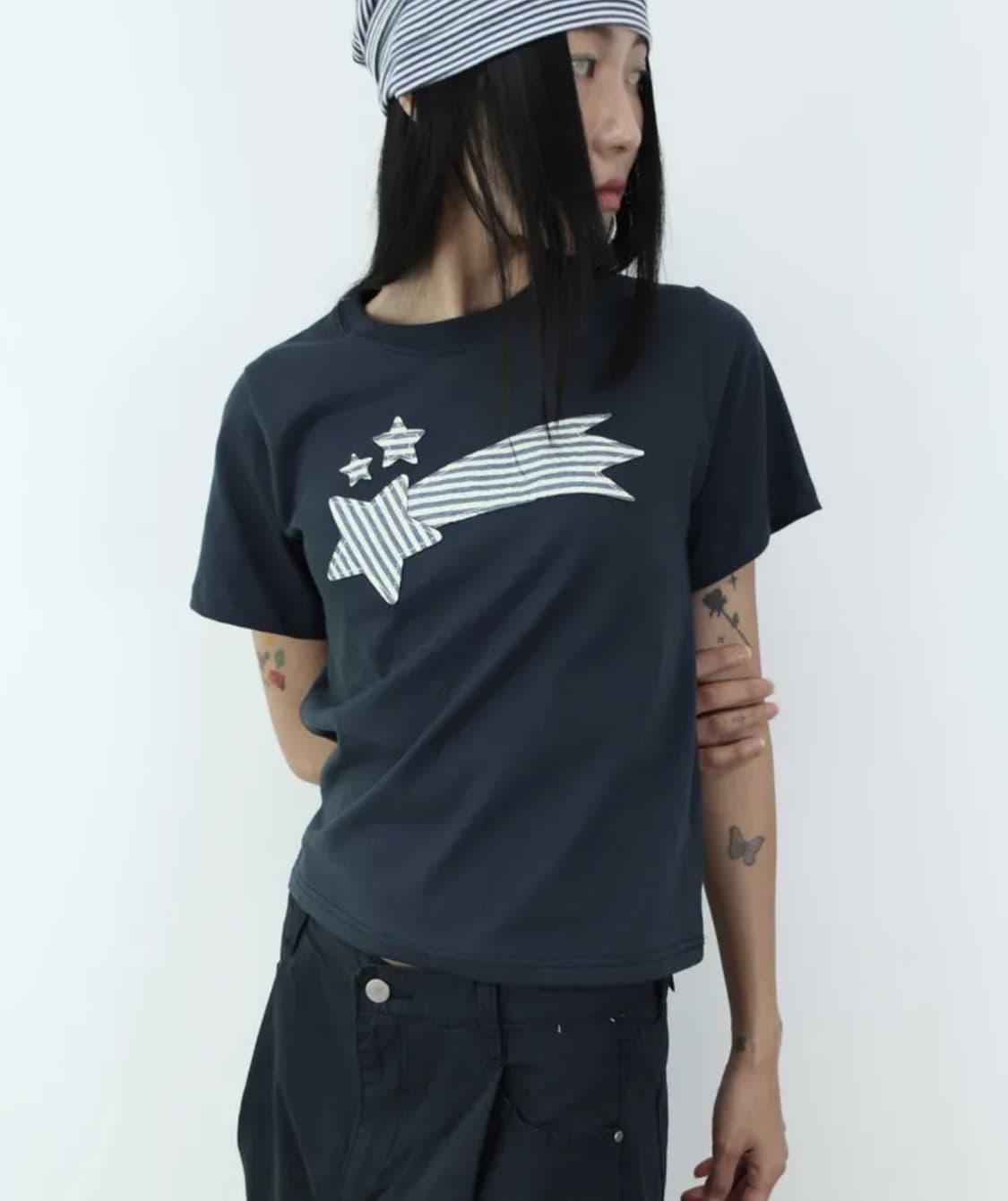 Star Patch Short-sleeved T-shirt (navy) 상품이미지1