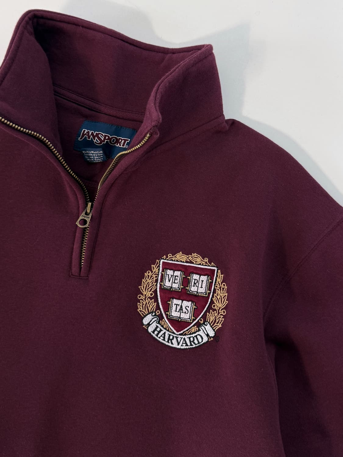 잔스포츠 루즈핏 하버드 쿼터집 버건디 스웻 셔츠 상품이미지3