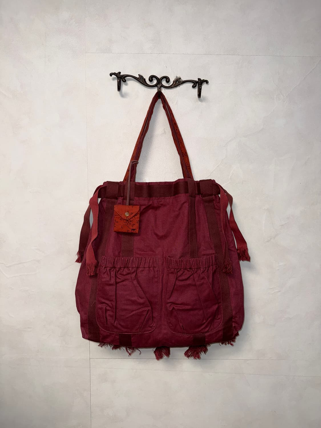 Kipling burgundy multi pocket tote bag 상품이미지1