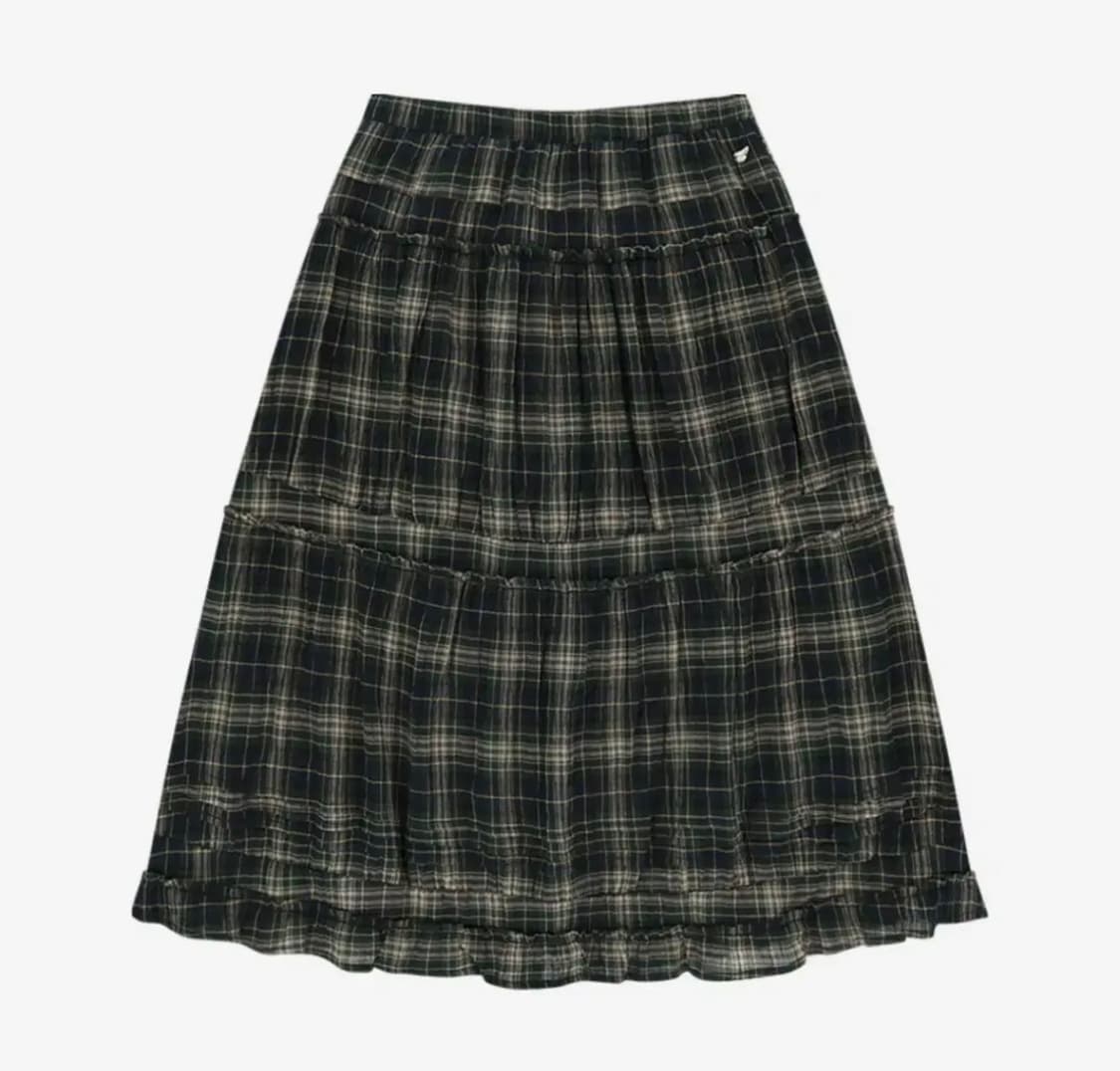 코이세이오 셔링 미디스커트 체크  상품이미지1