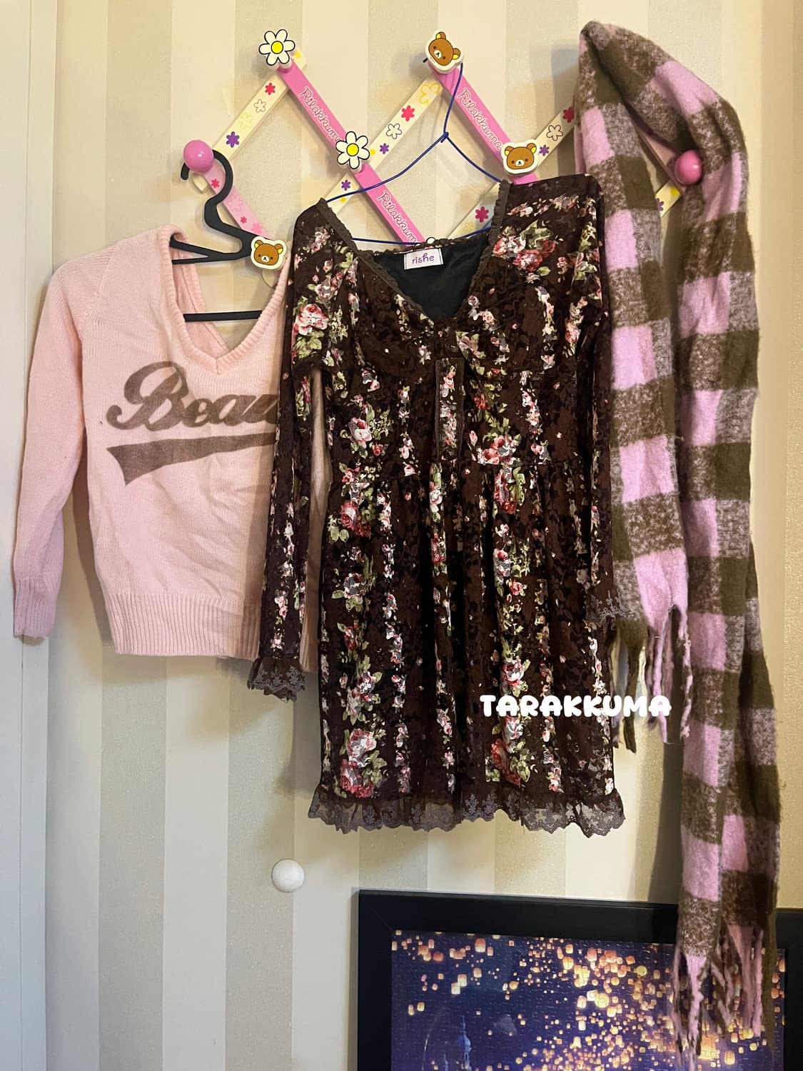 빈티지 코디세트 딸기초코 하구미 히메갸루카지 원피스목도리 상품이미지1