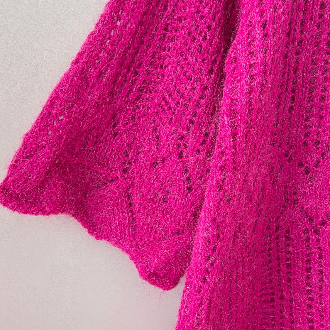 RA PASTEL 핫핑크 모헤어 시스루 7부 니트 상품이미지6