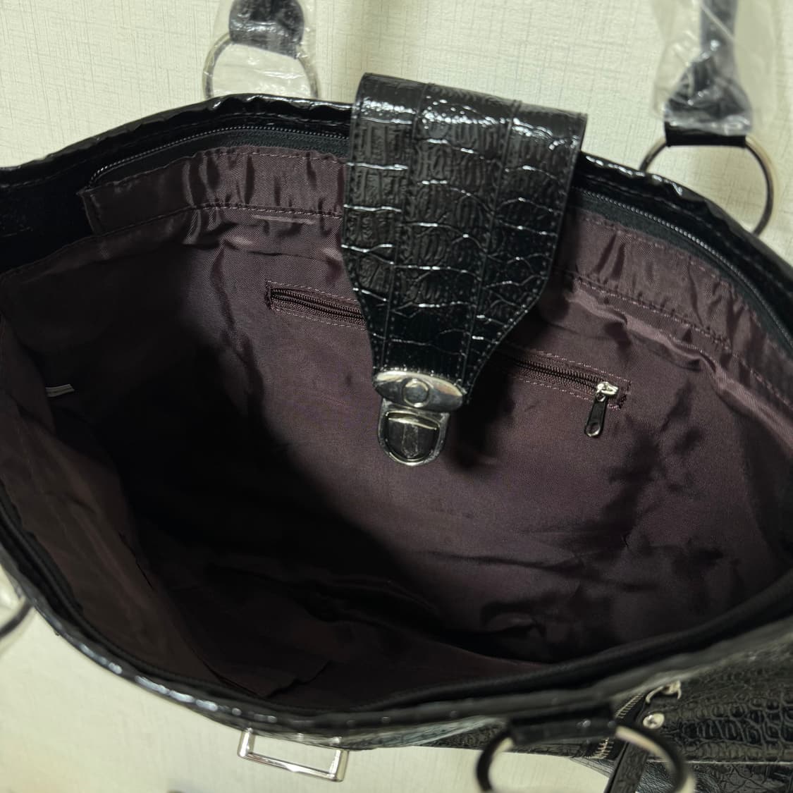 새상품 블랙 크로커다일 빅 토트백 가방 베스티벨리 숄더백 빈티지 갸루 상품이미지4