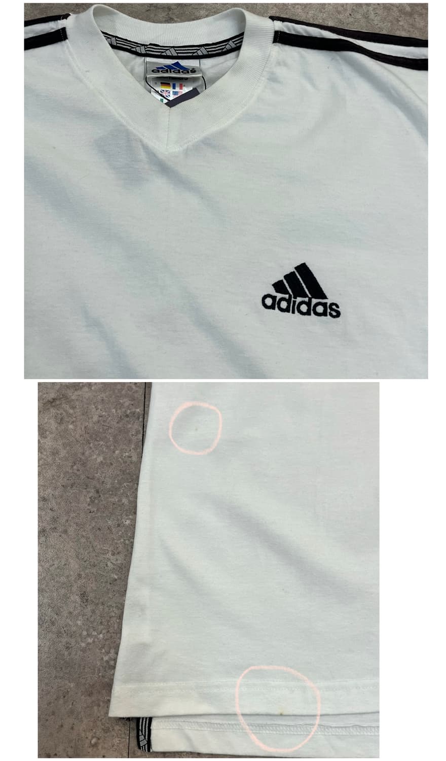 아디다스 브이넥 반팔티 화이트 M #csz4056 상품이미지5