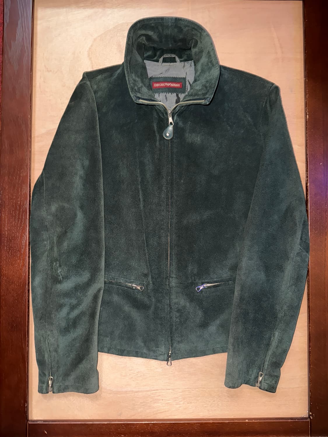 90s Emporio Armani green suede jacket 상품이미지2