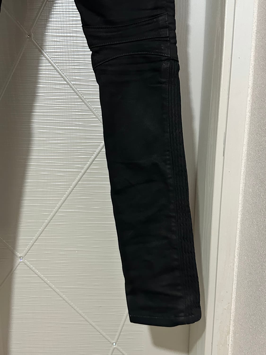 발망 블랙 왁스 코팅 더블지퍼 바이커 진 상품이미지7