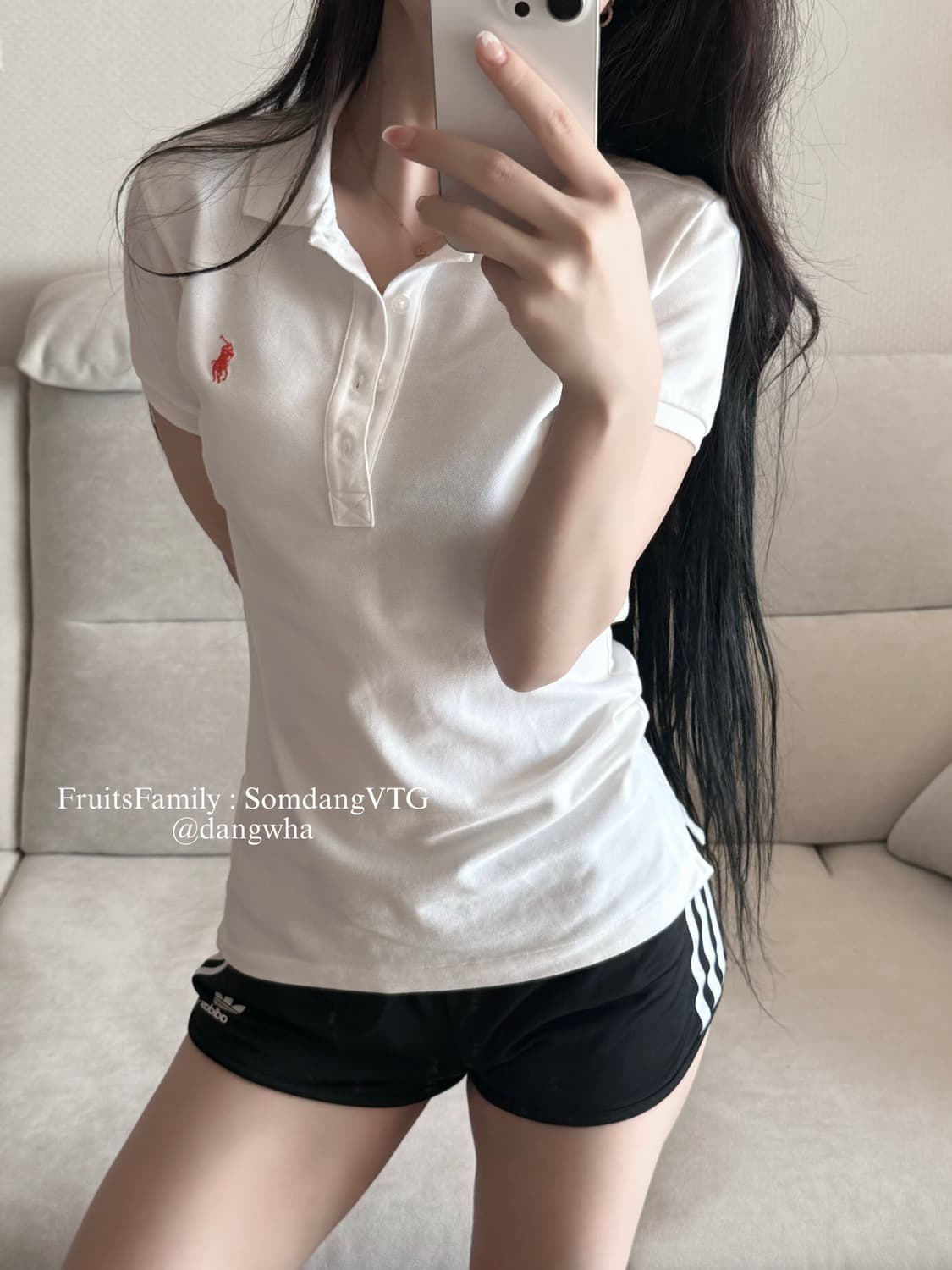 폴로 랄프로렌 딱붙 화이트 골프 반팔 상품이미지1