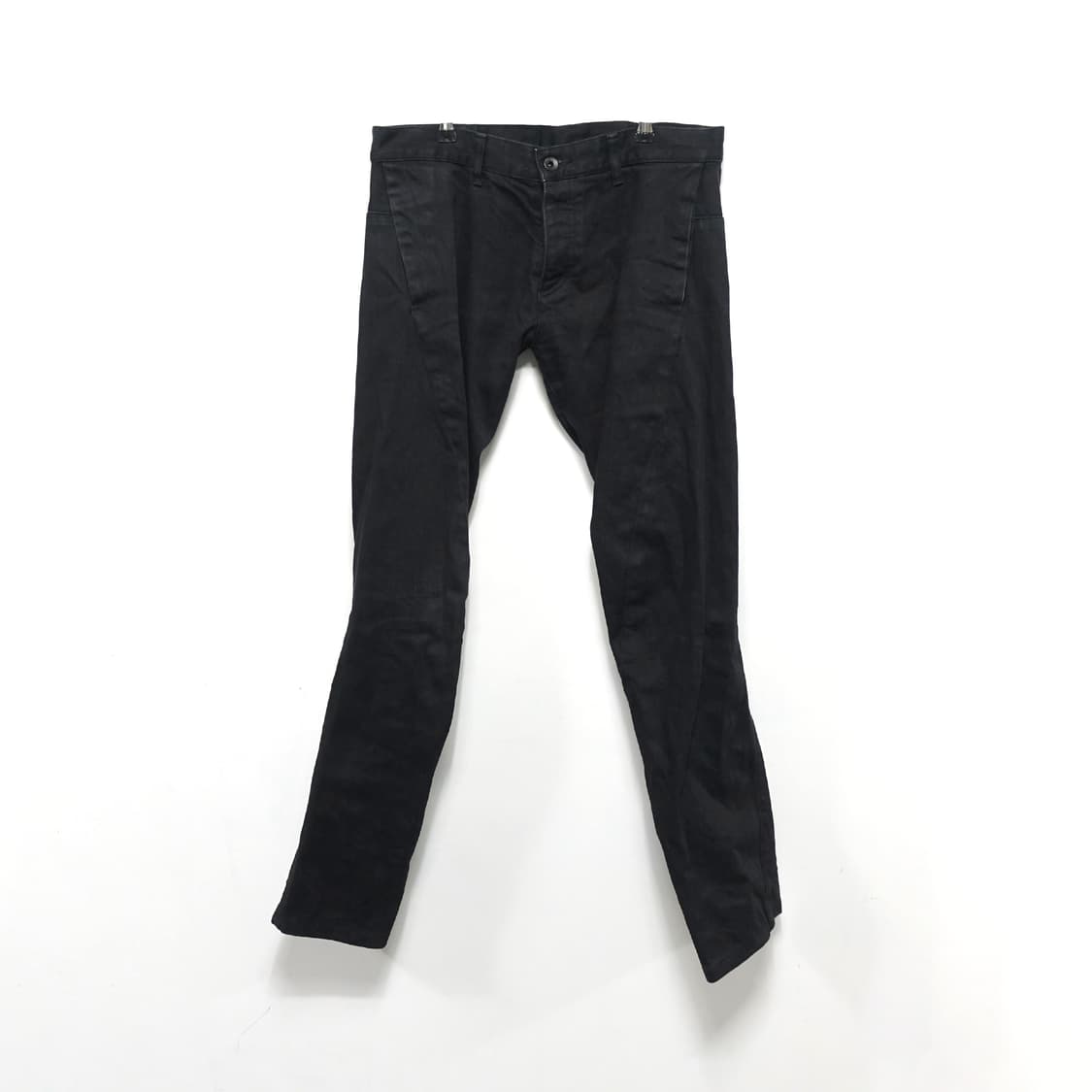 [46]SHELLAC 셸락 블랙 가먼트다잉 패브릭 J커브 아티잔 팬츠 상품이미지1