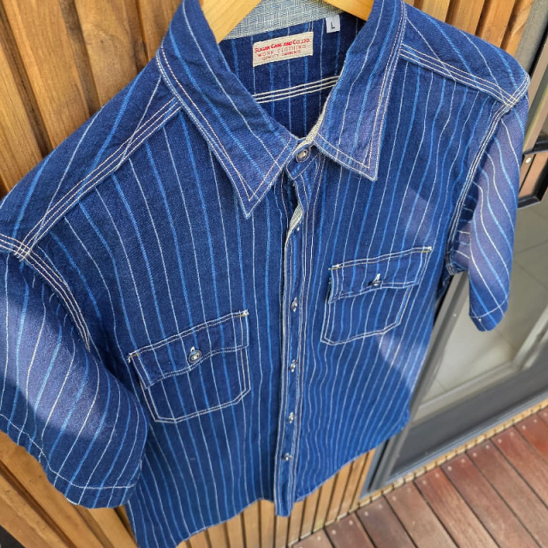 SUGAR CANE 슈가케인 5.2oz 인디고  1/2 워크 셔츠 상품이미지2