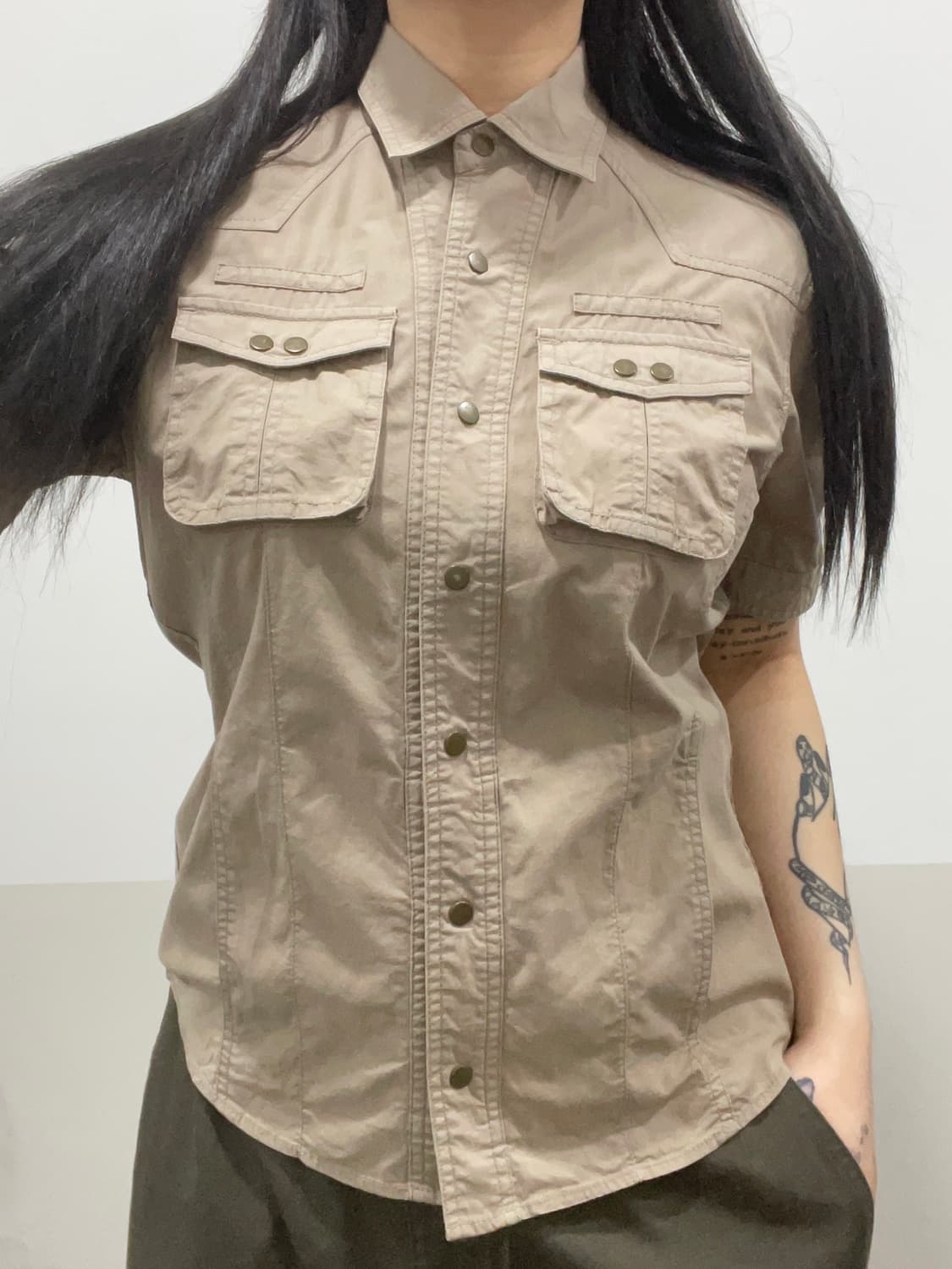 Jpn 빈티지 사파리 밀리터리 반팔셔츠 상품이미지1