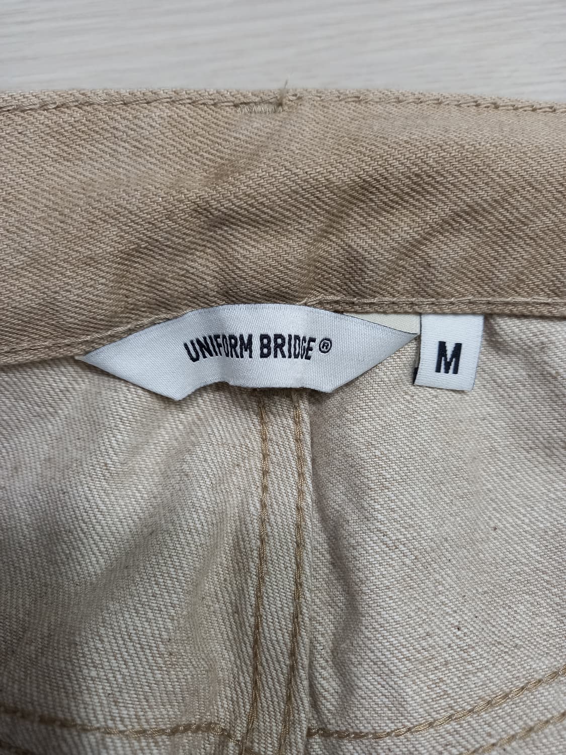 31 새상품 UNIFORM BRIDGE 셀비지 일자진 베이지 31-496 상품이미지7