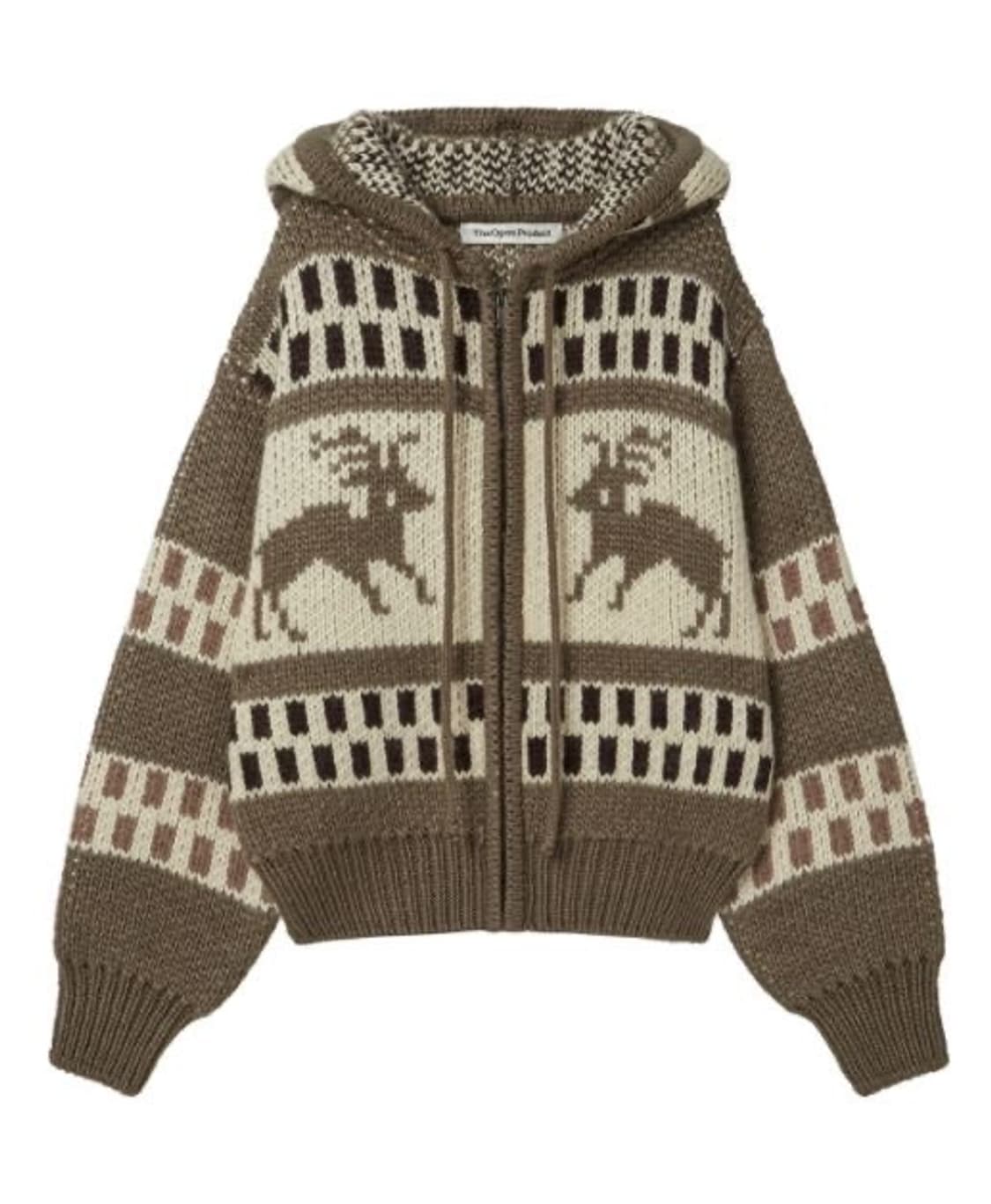 더오픈프로덕트TheOpenProduct 자카드 니트 집업 코위찬 후드집업 상품이미지2