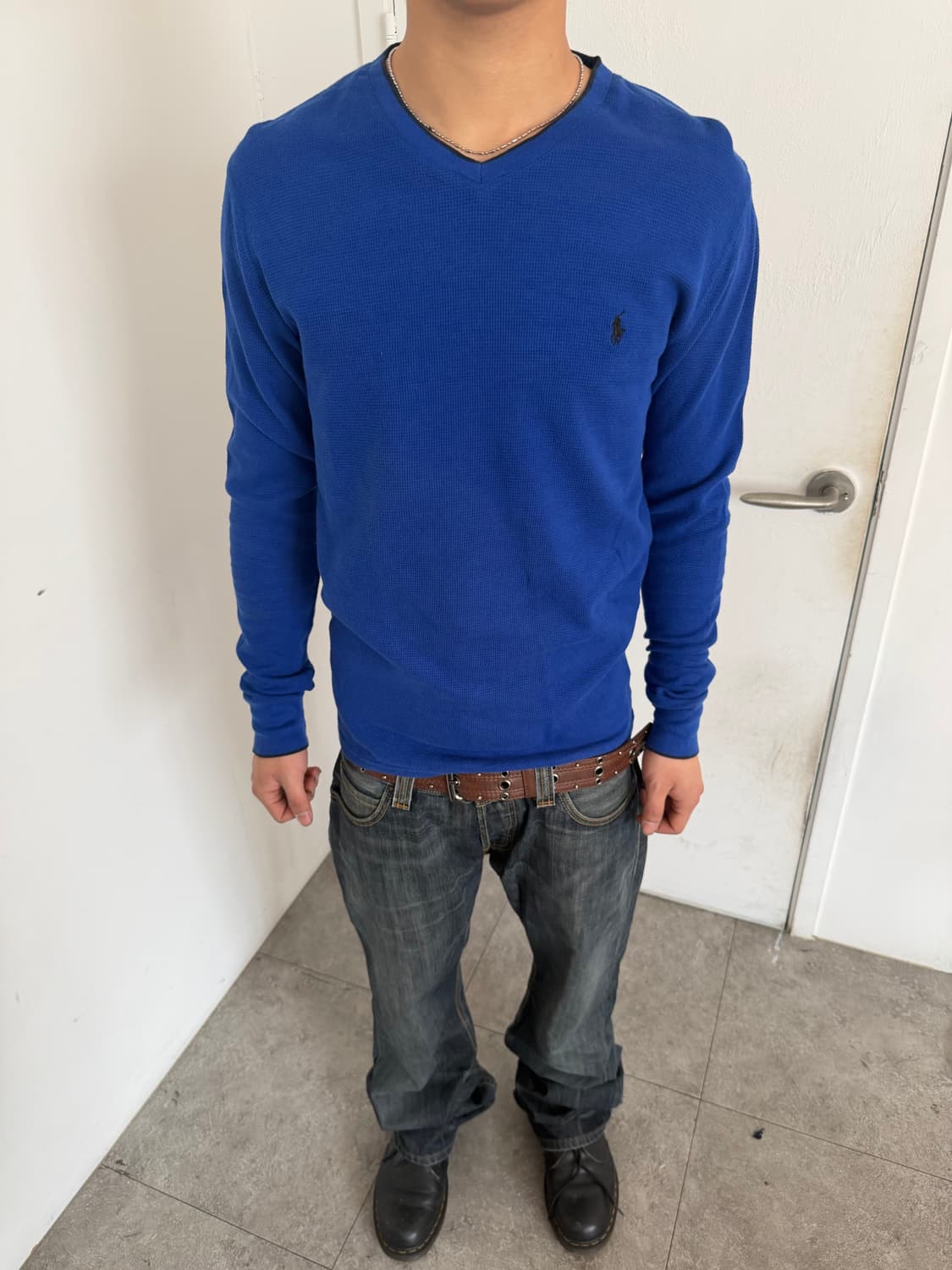 폴로 와플 롱슬리브 블루 상품이미지4