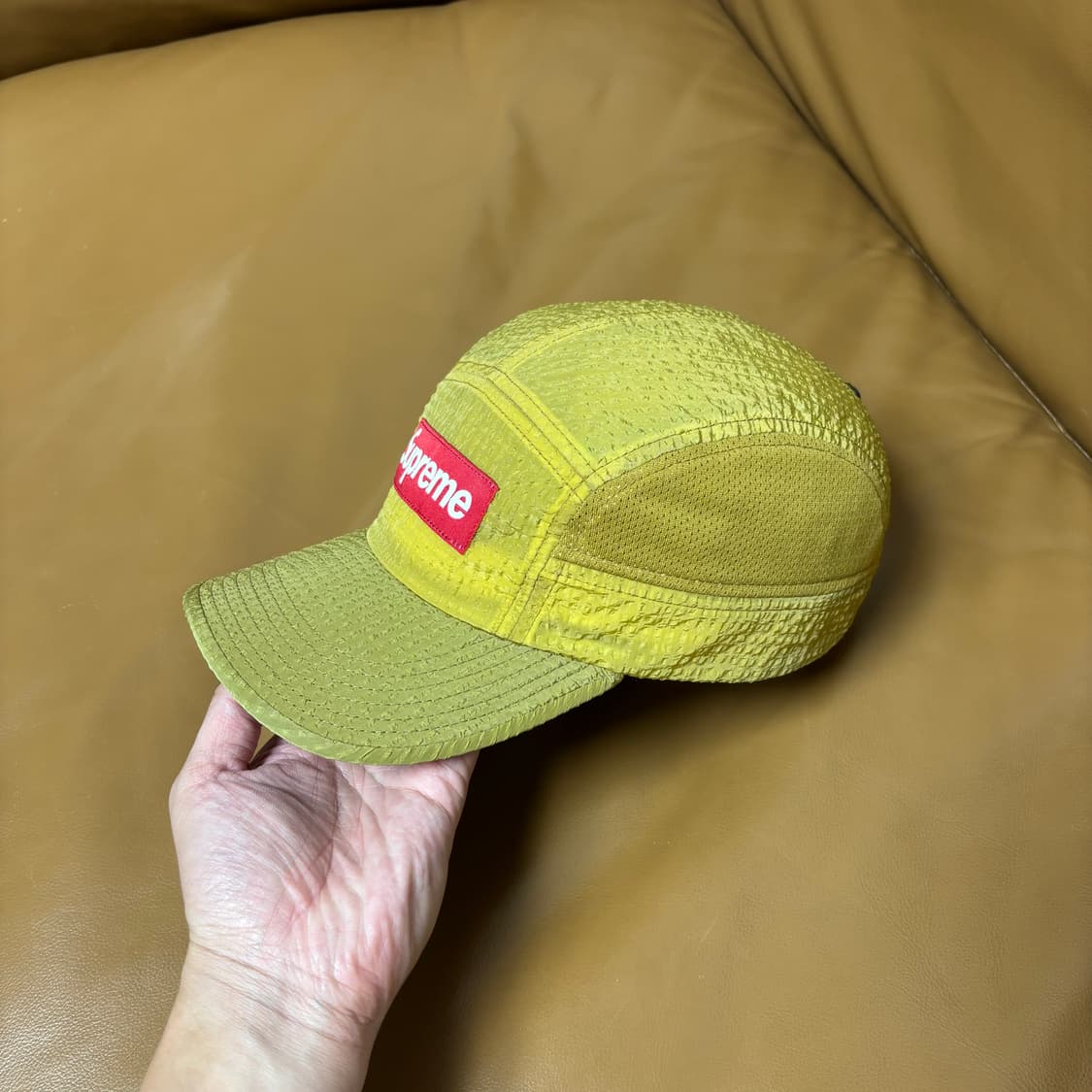 Supreme 슈프림 씨어서커 메쉬 머스타드 캠프캡 모자 Mustard 상품이미지4