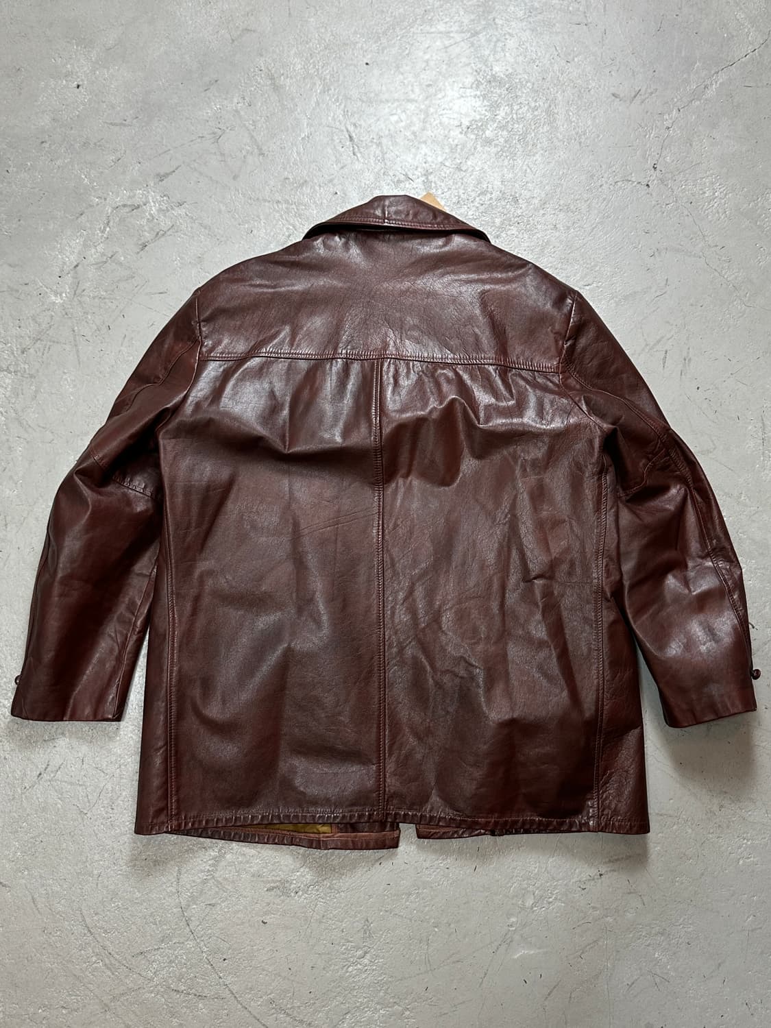 70's 빈티지 버건디 크롭 레더 자켓 파이트 클럽 상품이미지4