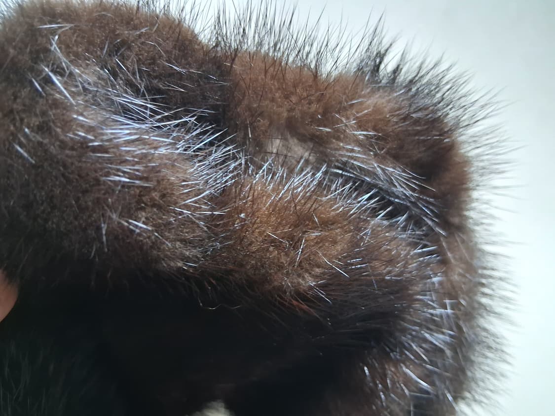 일본구제 ROTINY 밍크하프쟈켓 밍크코트 짙은브라운 검정섞인 66까지 상품이미지7